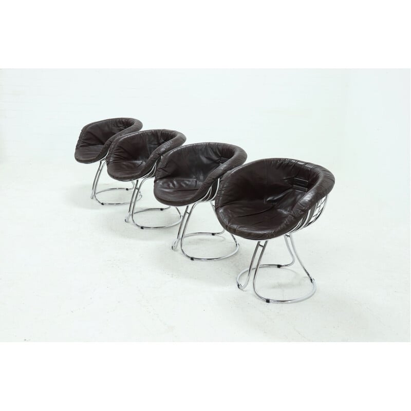 Ensemble de 4 chaises vintage Pan Am par Gastone Rinaldi pour Rima, 1970