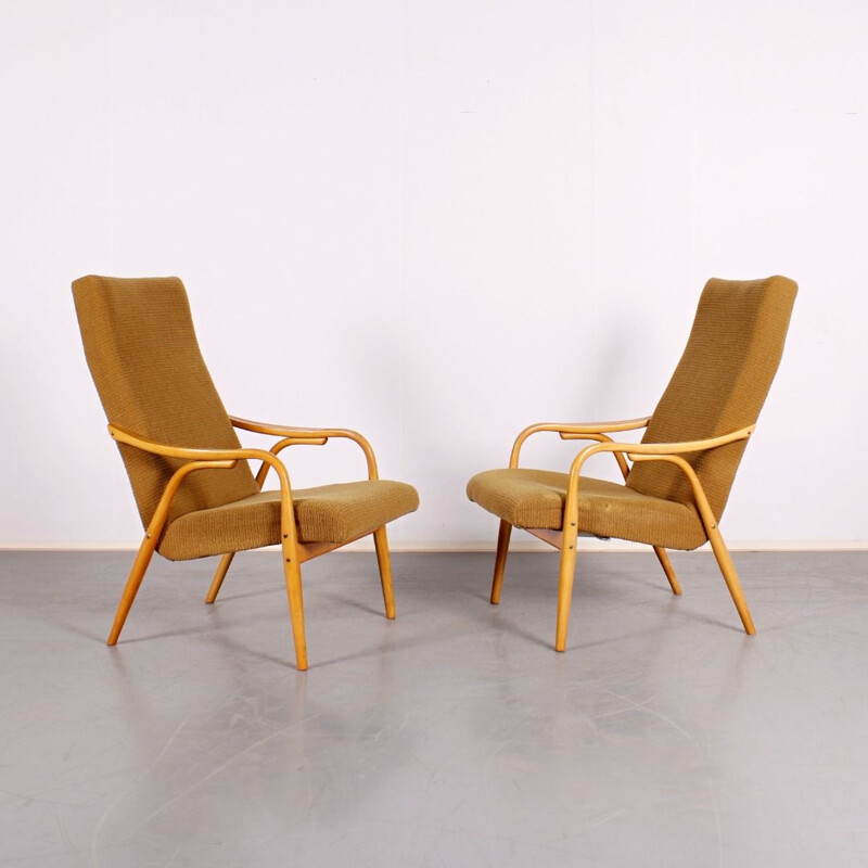 Pair of vintage armchairs by Ton