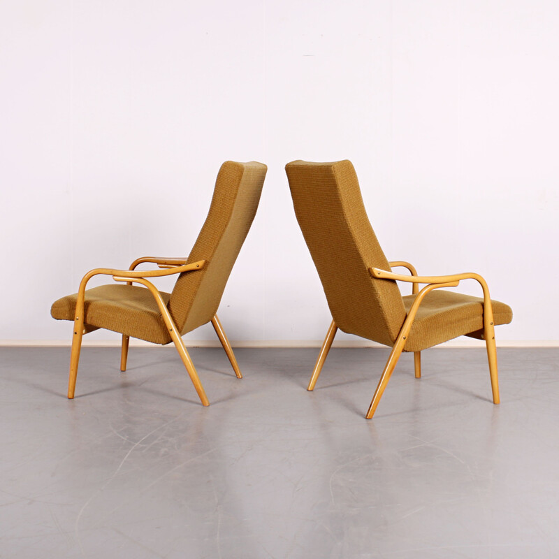 Pair of vintage armchairs by Ton