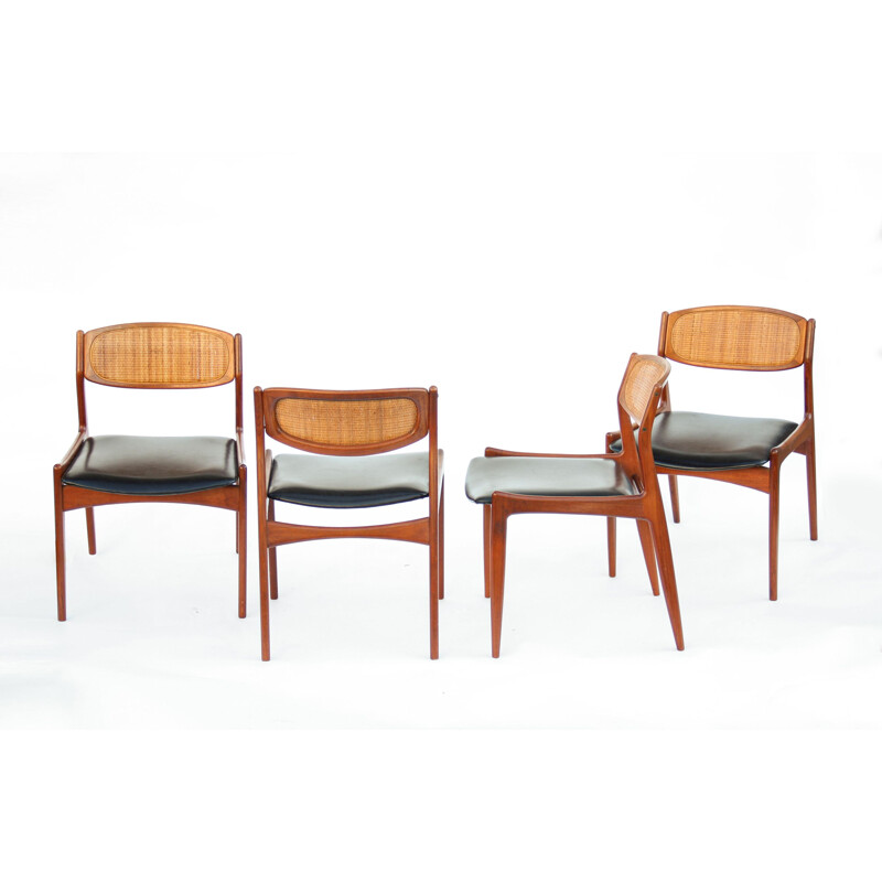 Set of 4 vintage teak chairs by Ib Kofod Larsen for Christian Linneberg, Denmark 1960s