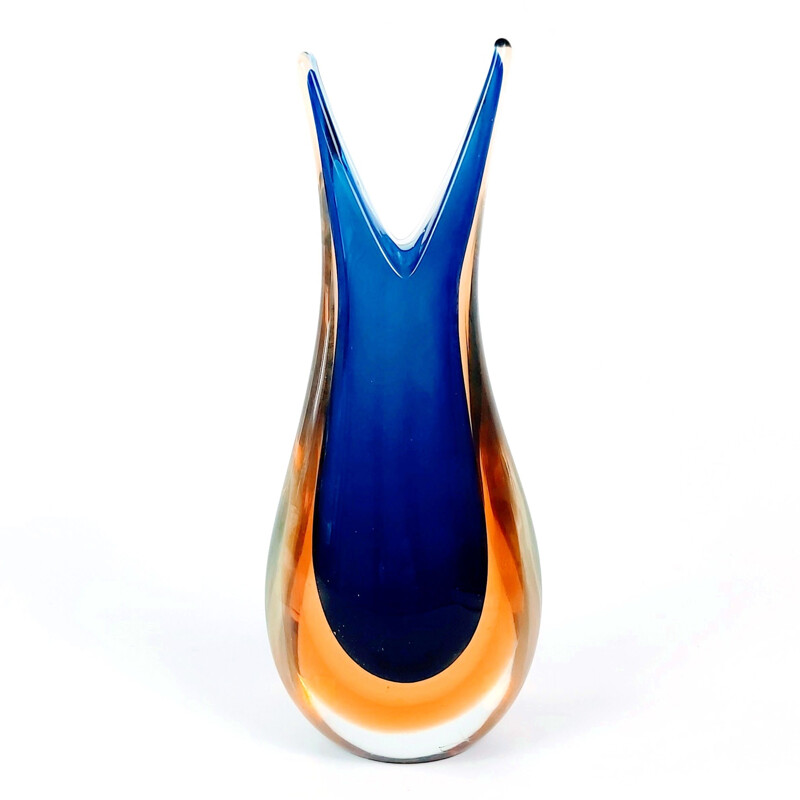 Vase vintage en verre Sommerso Murano par Flavio Poli pour Seguso, Italie 1960