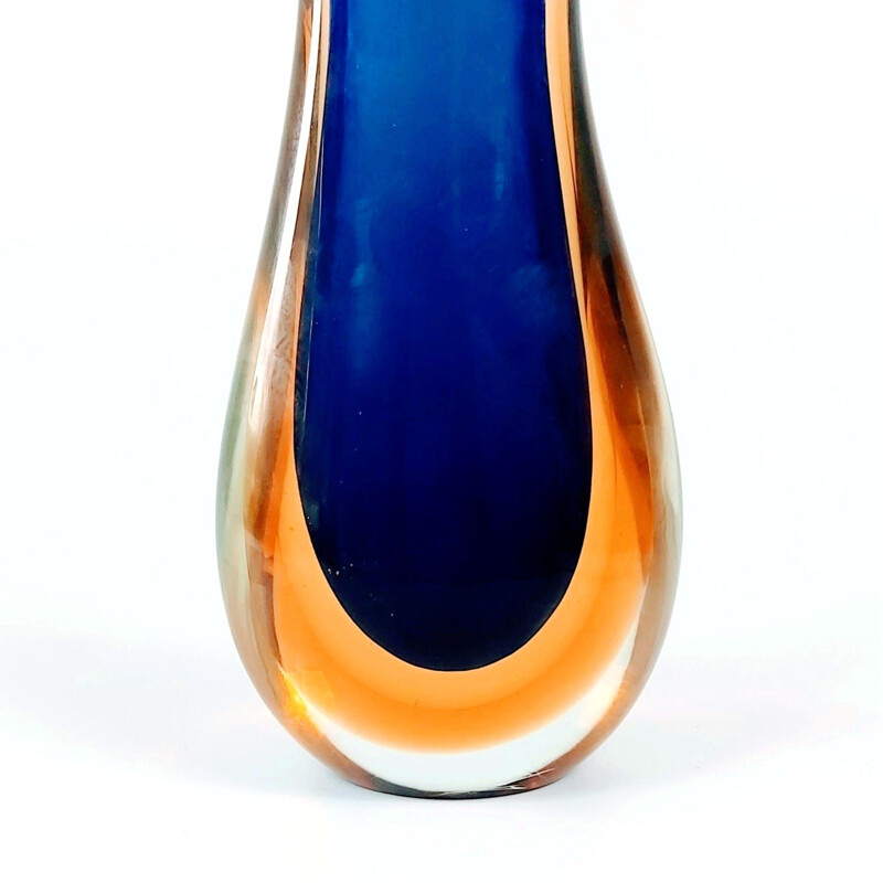 Vase vintage en verre Sommerso Murano par Flavio Poli pour Seguso, Italie 1960