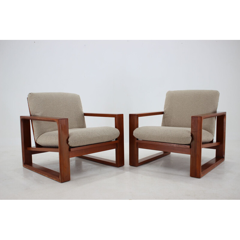 Pair of vintage armchairs in bouclé upholstery by Miroslav Navratil, Czechoslovakia 1960s