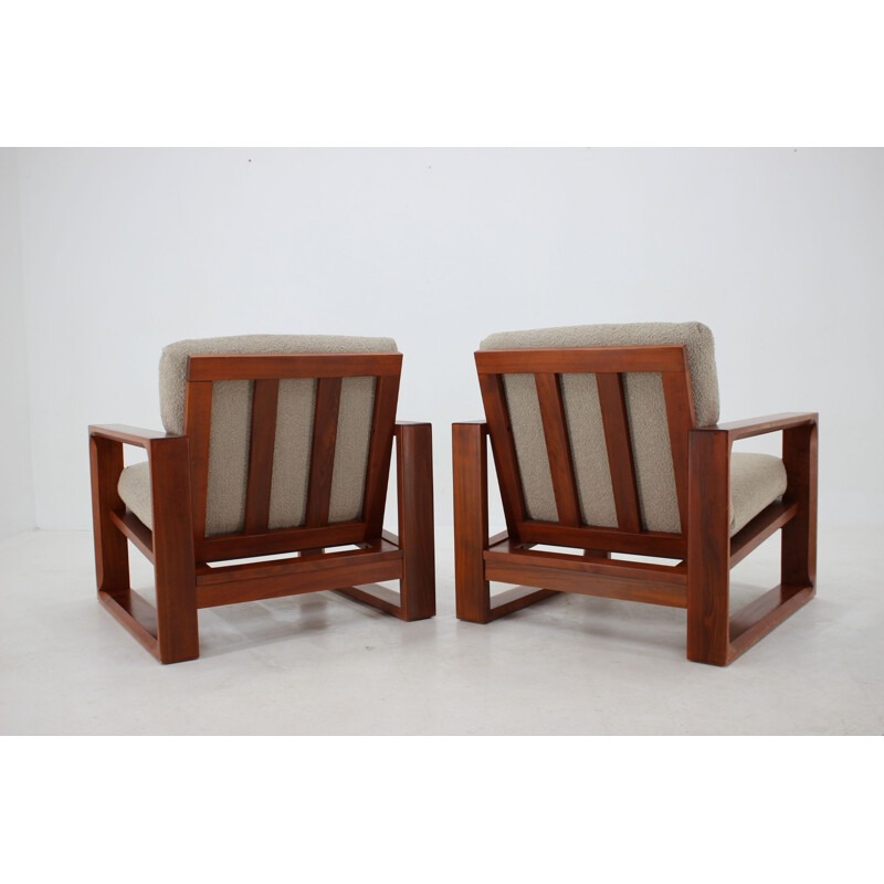 Pair of vintage armchairs in bouclé upholstery by Miroslav Navratil, Czechoslovakia 1960s