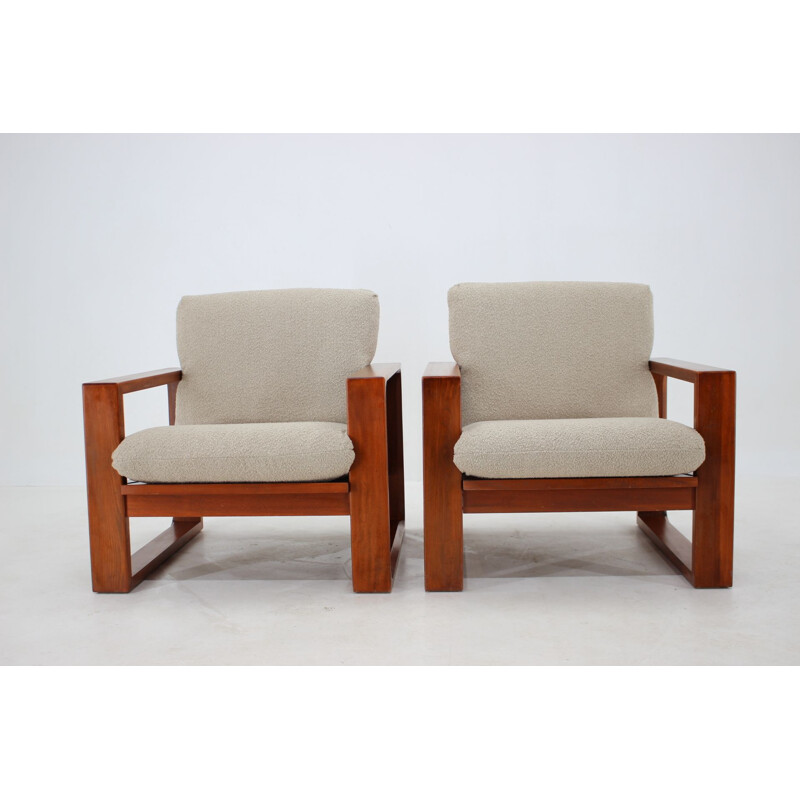 Pair of vintage armchairs in bouclé upholstery by Miroslav Navratil, Czechoslovakia 1960s