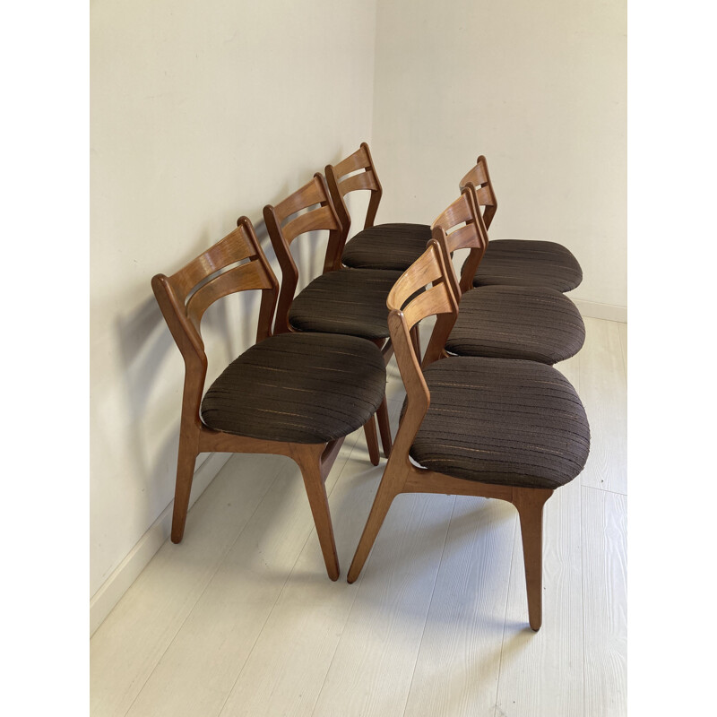 Lot de 6 chaises scandinaves vintage par Erik Buch