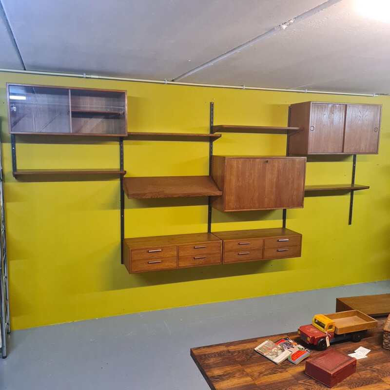 Vintage teak wall system by Kai Kristiansen for Fm Furniture, Denmark 1960