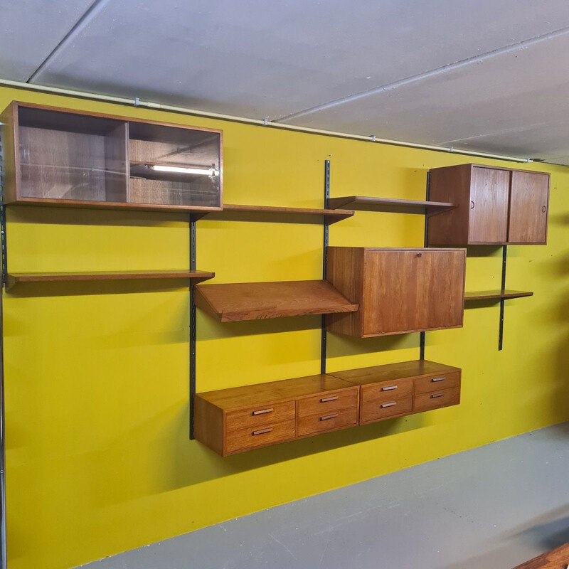 Sistema de pared de teca vintage de Kai Kristiansen para Fm Furniture, Dinamarca 1960