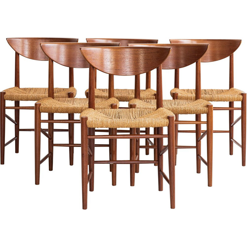 Set van 6 vintage teakhouten stoelen van Peter Hvidt en Orla Molgaard-Nielsen voor Soborg, Denemarken 1960