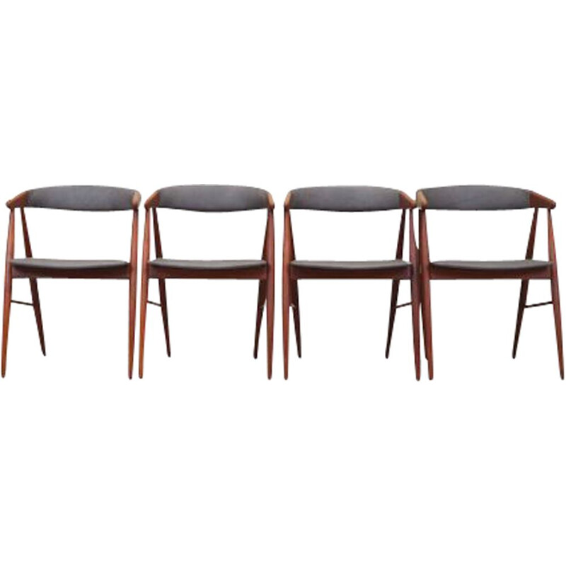 Set van 4 vintage Deense teakhouten stoelen van Ejner Larsen