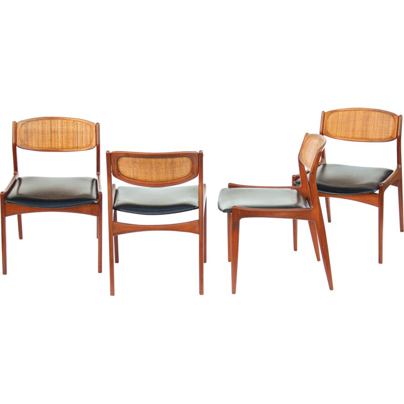 Set of 4 vintage teak chairs by Ib Kofod Larsen for Christian Linneberg, Denmark 1960s