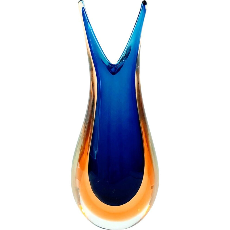 Vase vintage en verre Sommerso Murano par Flavio Poli pour Seguso, Italie 1960