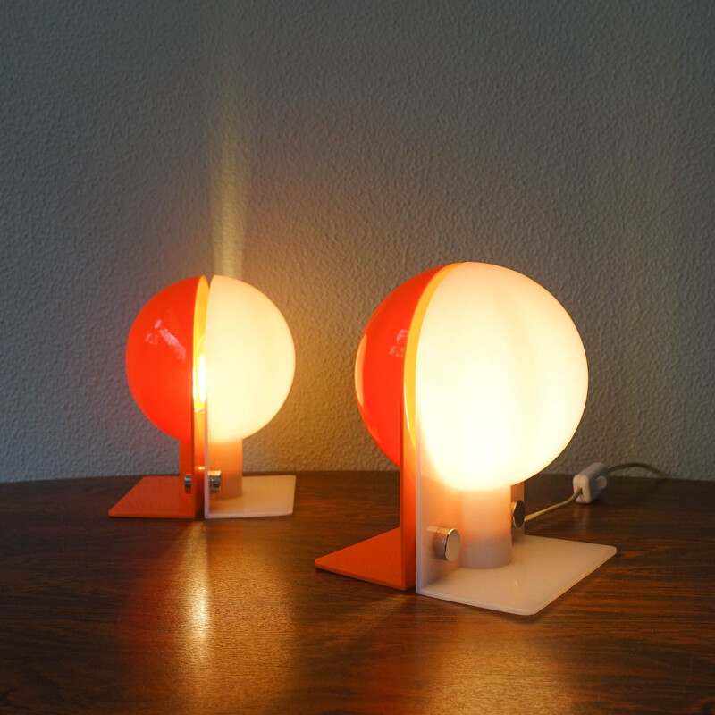 Paar vintage Sirio tafellampen van Sergio Brazzoli