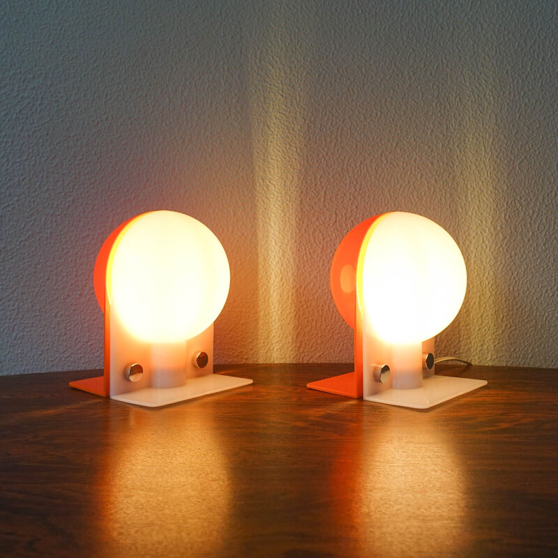Coppia di lampade da tavolo vintage Sirio di Sergio Brazzoli