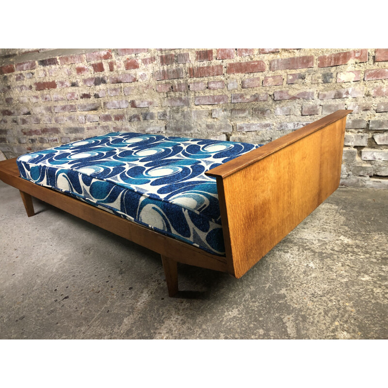 Vintage oakwood daybed by Pierre Paulin, 1960