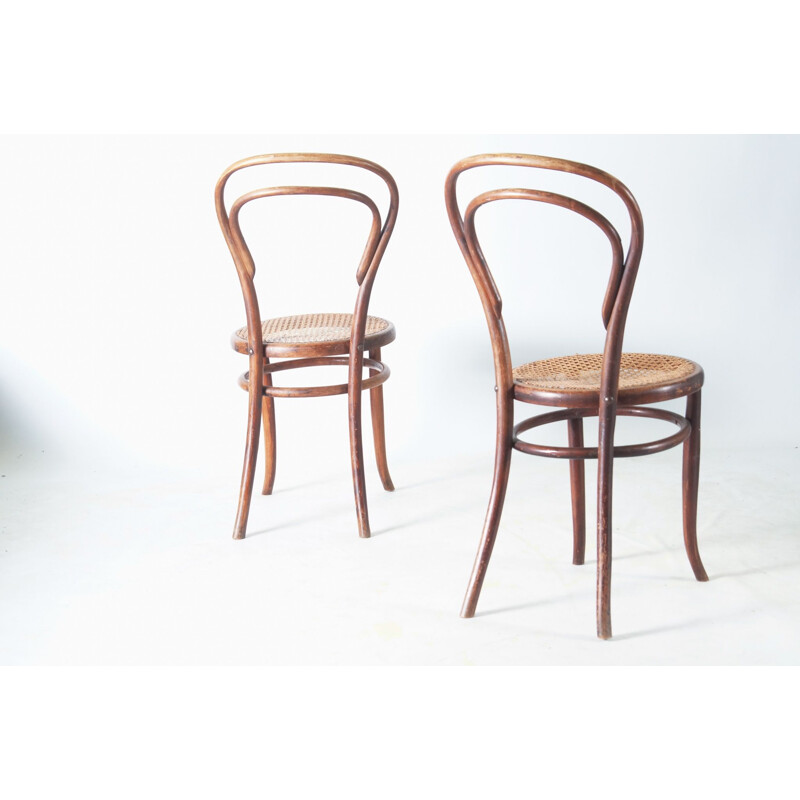 Set van 3 vintage "Long John" stoelen van Thonet, 1860