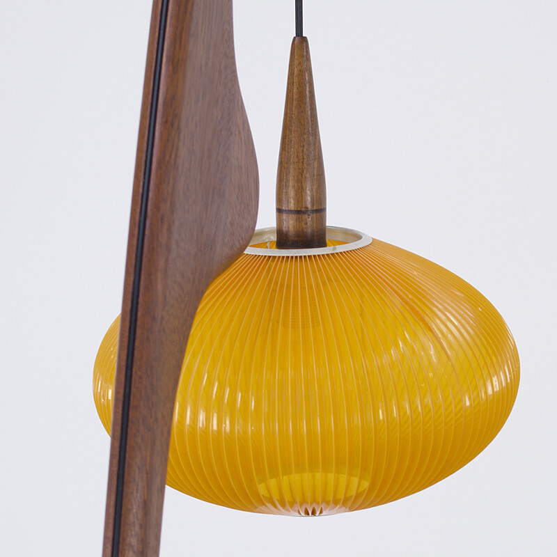 Rispal "Praying Mantis" floor lamp in walnut and acrylic glass, Jean RISPAL - 1950s