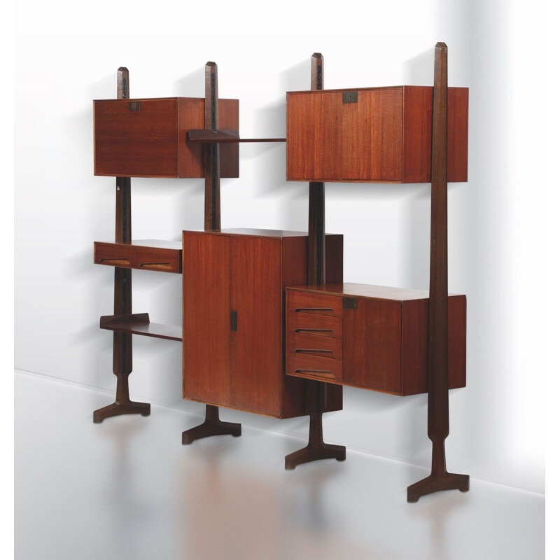 Vintage wooden bookcase with shelves by Vittorio Dassi, Italy 1950