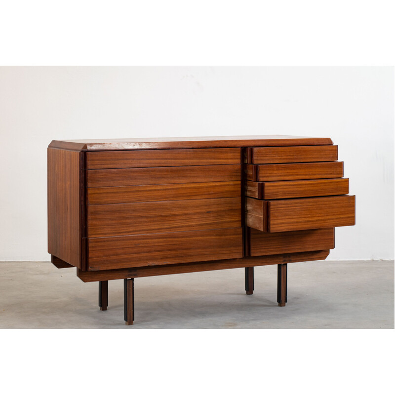 Vintage wooden chest of drawers by Ico Parisi, Italy 1950s