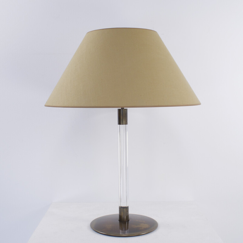 Table lamp in metal and beige fabric - 1970s