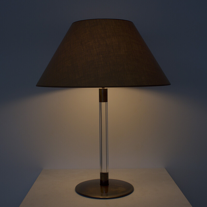 Lampe de table en métal et tissu beige - 1970