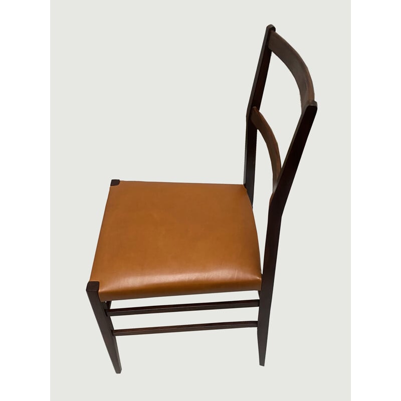 Conjunto de 6 cadeiras em jacarandá vintage e couro, Brasil 1960