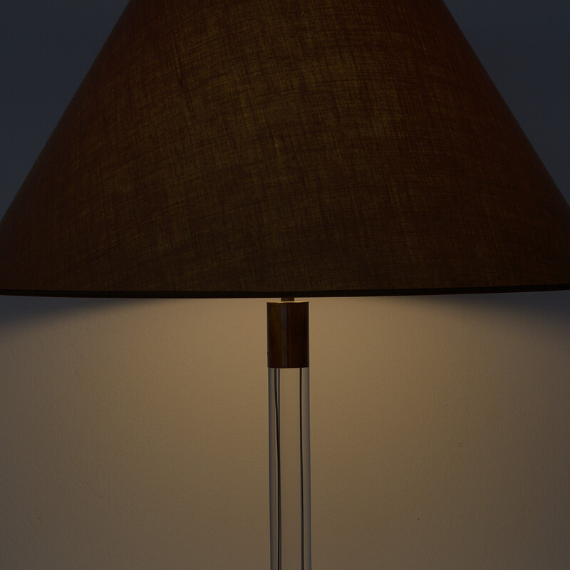 Lampe de table en métal et tissu beige - 1970