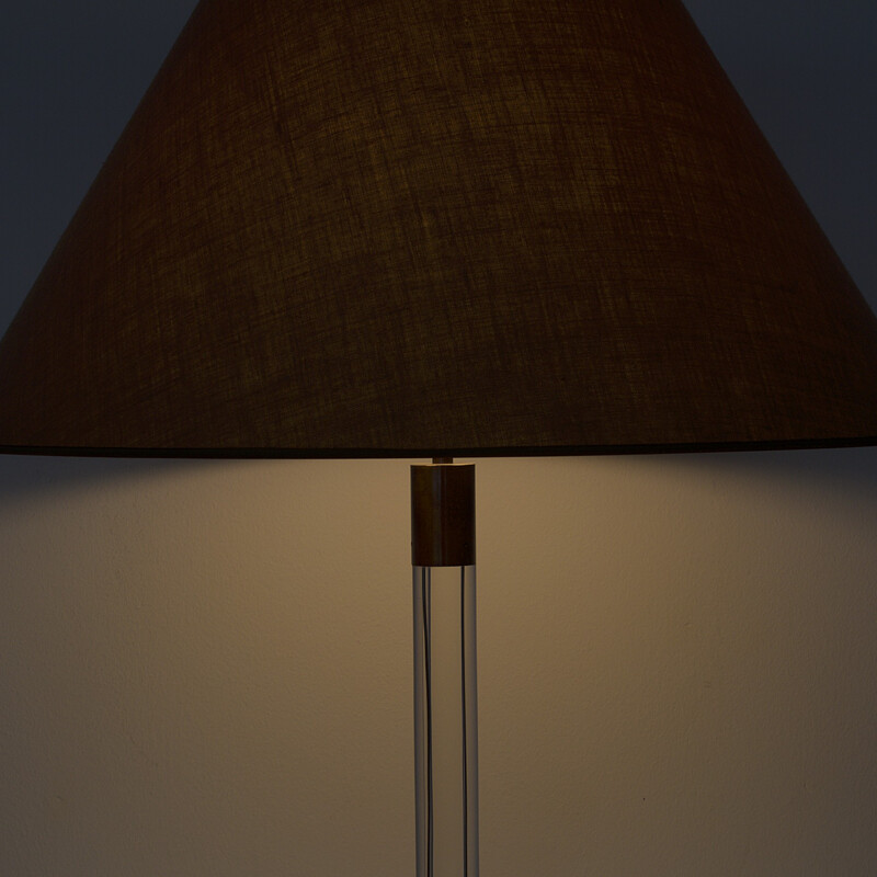 Table lamp in metal and beige fabric - 1970s