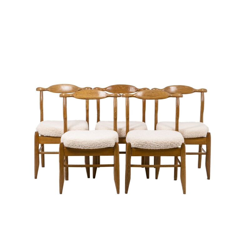 Set of 5 vintage chairs by Guillerme and Chambron, 1960