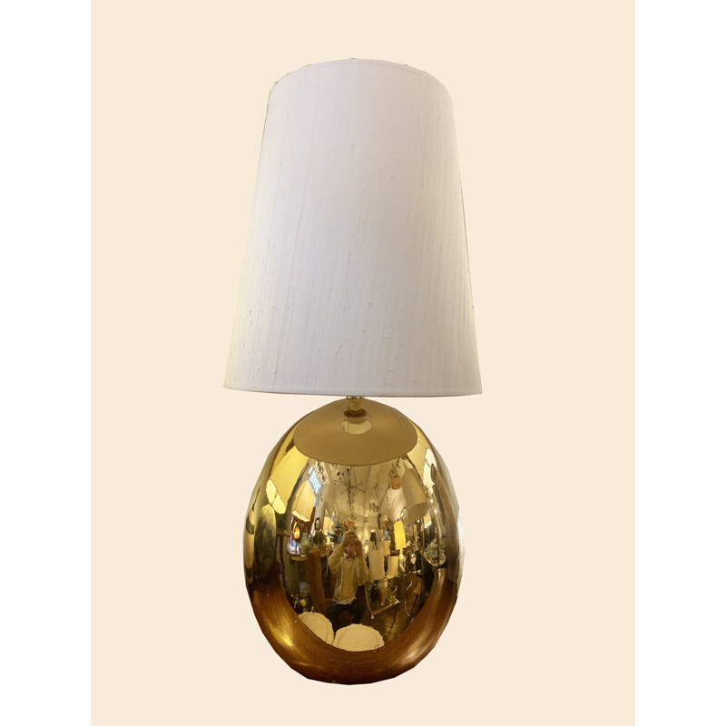 Lampe vintage Oeuf en porcelaine doré, 1970