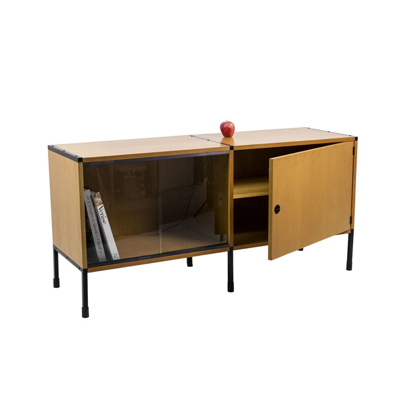 Vintage sideboard in ash and metal by Charles Minvielle for Arp, 1950