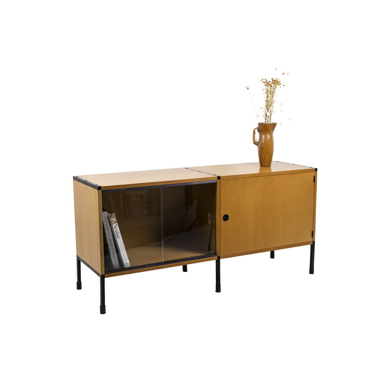 Vintage sideboard in ash and metal by Charles Minvielle for Arp, 1950