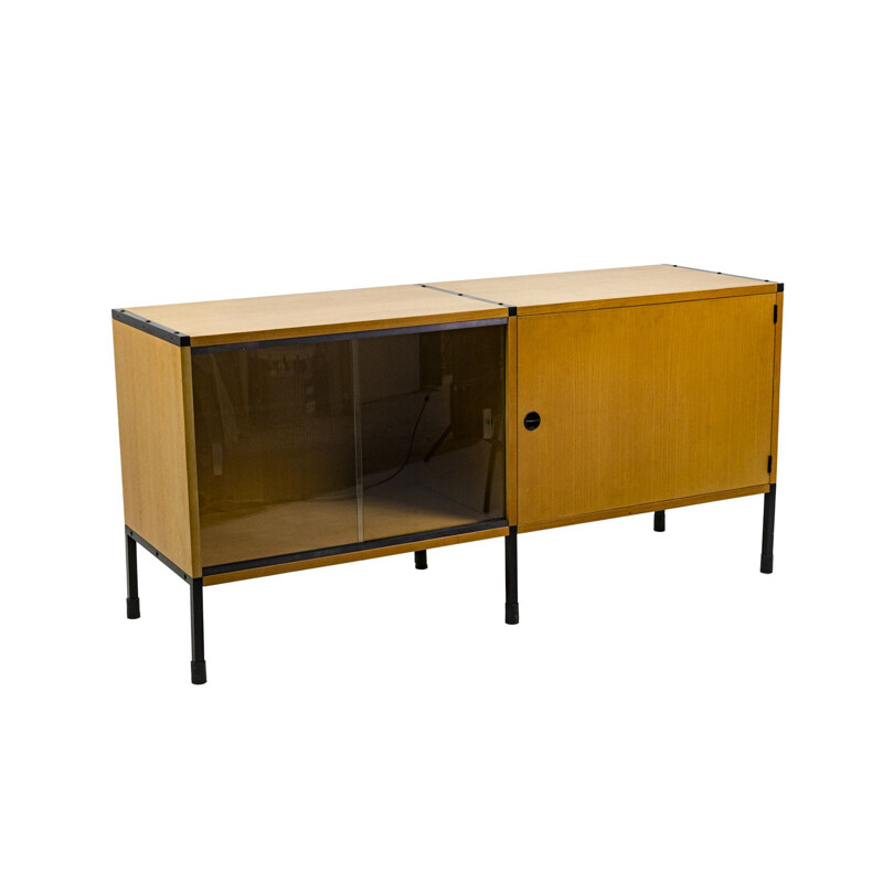 Vintage sideboard in ash and metal by Charles Minvielle for Arp, 1950