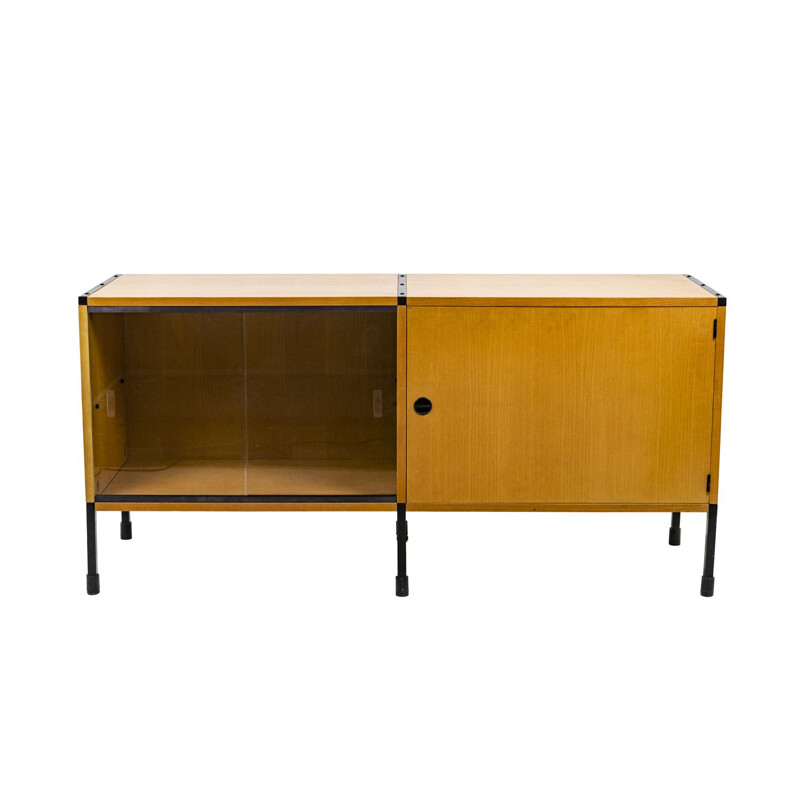 Credenza vintage in frassino e metallo di Charles Minvielle per Arp, 1950