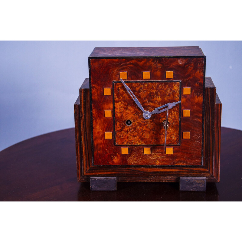 Horloge vintage Art Déco de l'école de La Haye par Cor Alons, Pays-Bas 1929