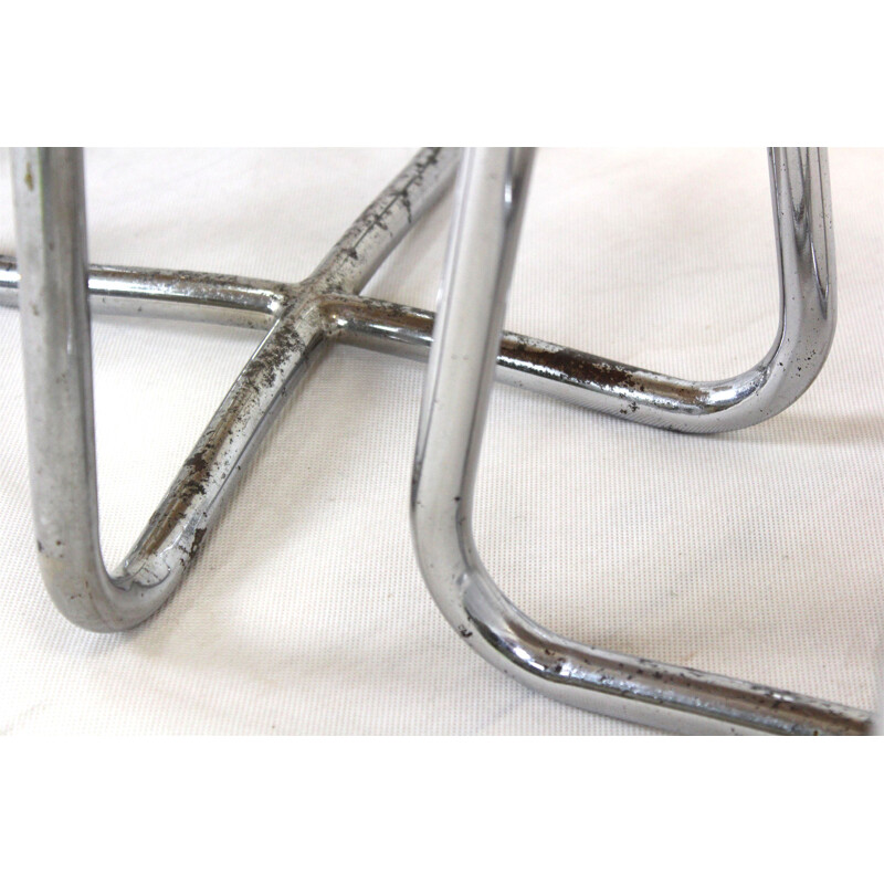 Set of 3 vintage Bauhaus chrome tubular steel stools by Robert Slezak, Czechoslovakia 1930s