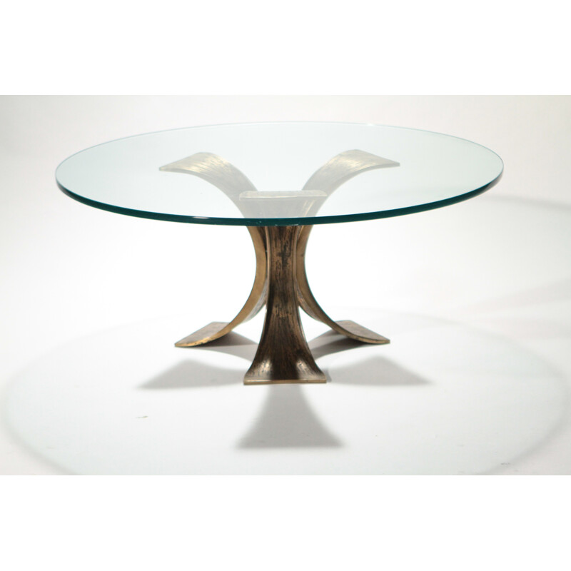 Table basse en verre et bronze - 1970