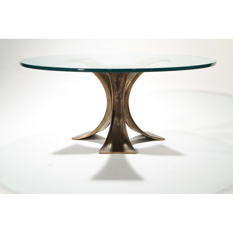 Table basse en verre et bronze - 1970