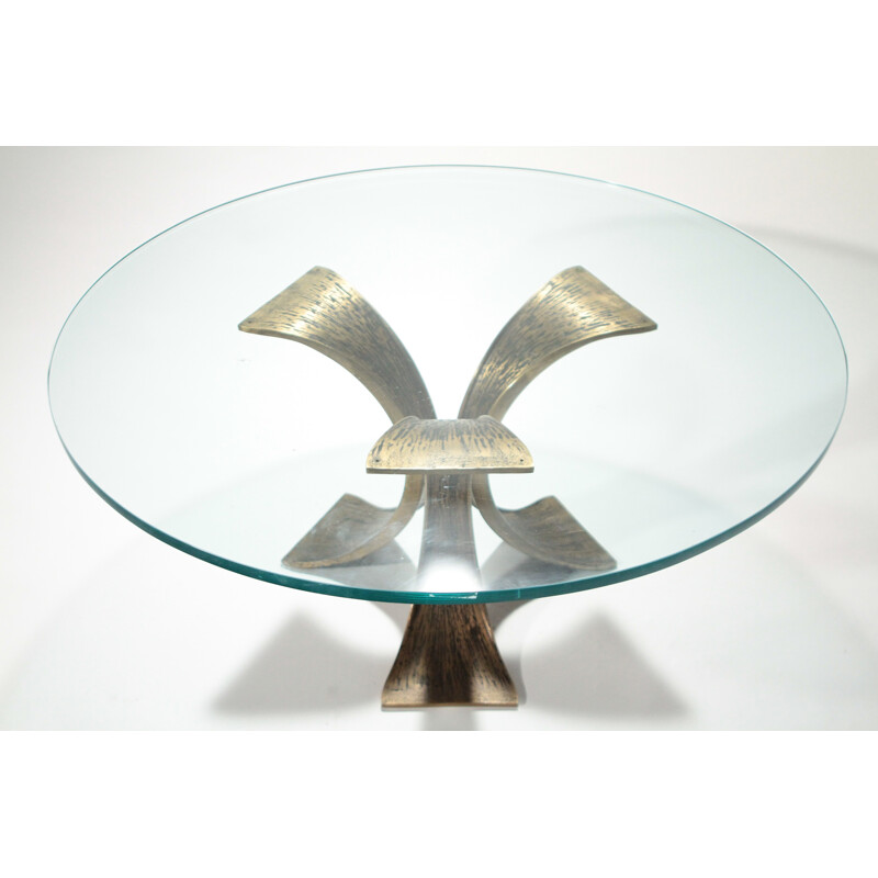 Coffee table in glass and bronze - 1970s