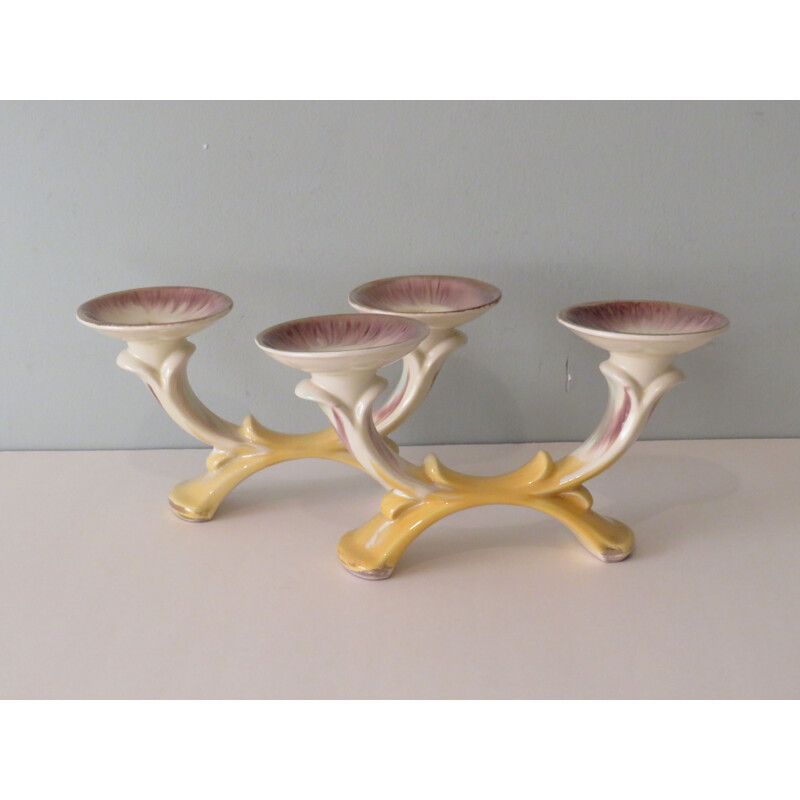 Pair of vintage ceramic candle holders