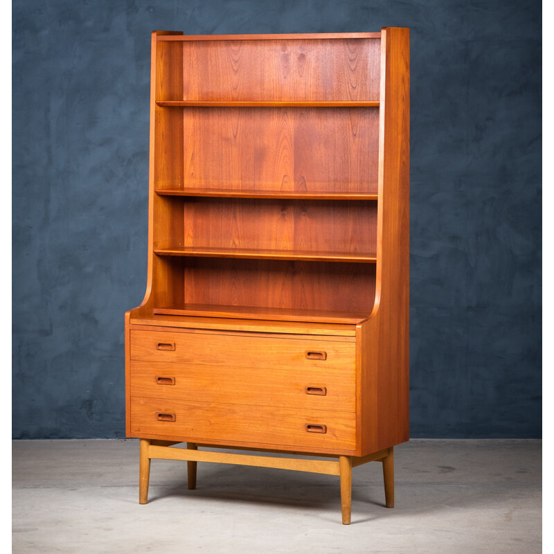 Vintage teak bookcase with drawers by Johannes Sorth for Nexo Mobelfabrik, Denmark 1960