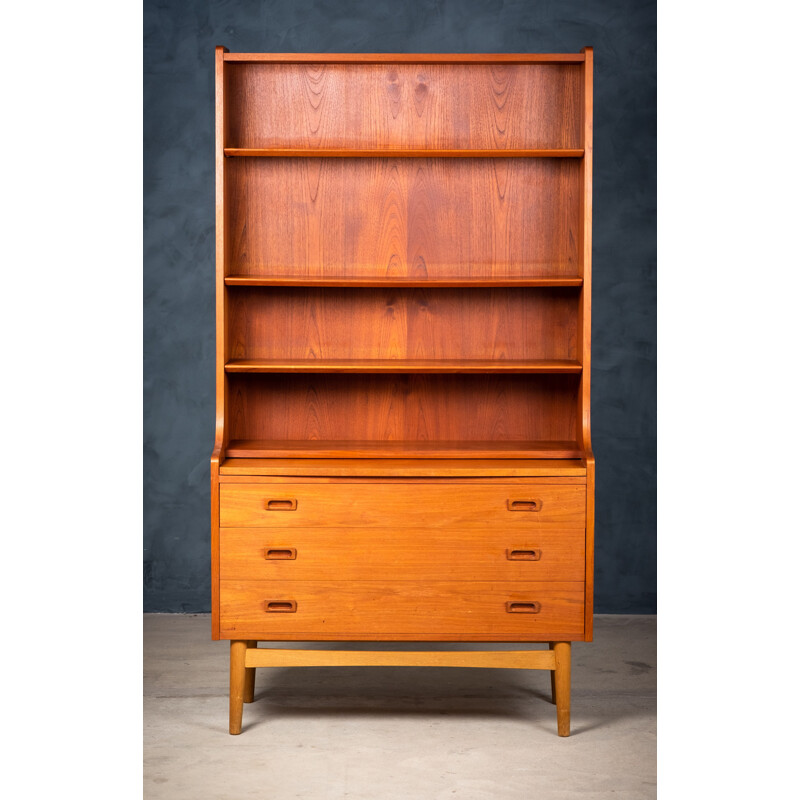 Vintage teak bookcase with drawers by Johannes Sorth for Nexo Mobelfabrik, Denmark 1960