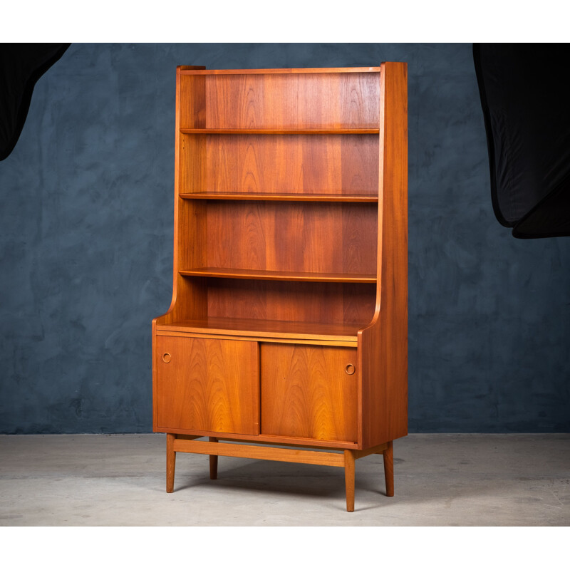 Teak vintage bookcase by Johannes Sorth for Nexø Møbelfabrik, Denmark 1960s