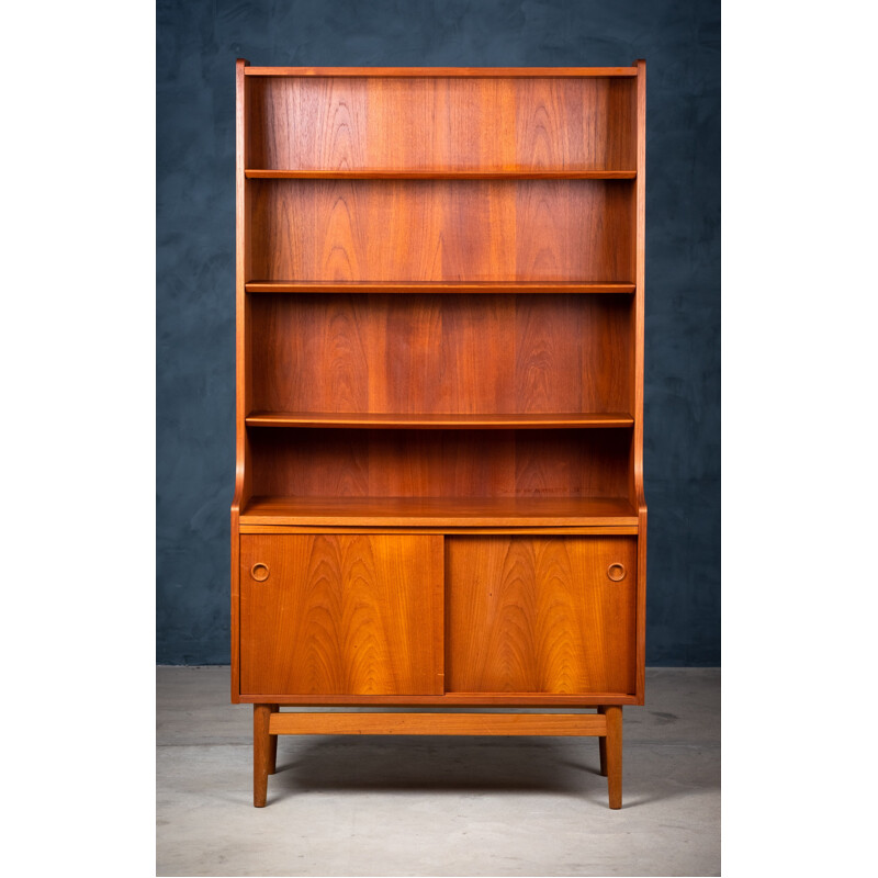 Teak vintage bookcase by Johannes Sorth for Nexø Møbelfabrik, Denmark 1960s