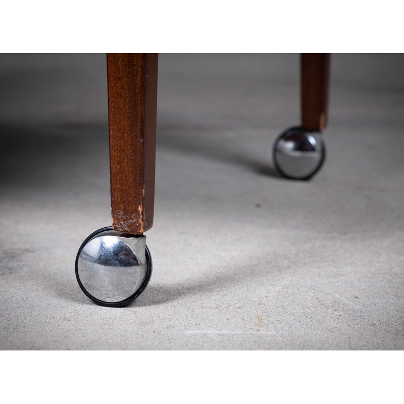 Vintage mahogany serving trolley by Severin Hansen for Haslev Møbelfabrik, 1950