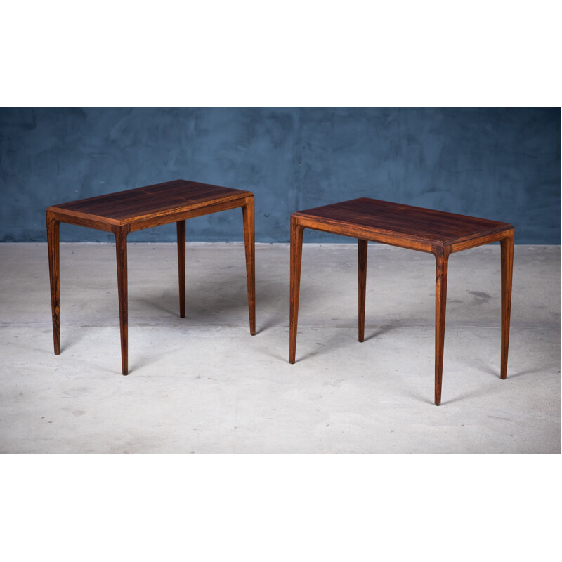 Pair of vintage rosewood side tables by Johannes Andersen for Silkeborg Mobelfabrik, Denmark 1960