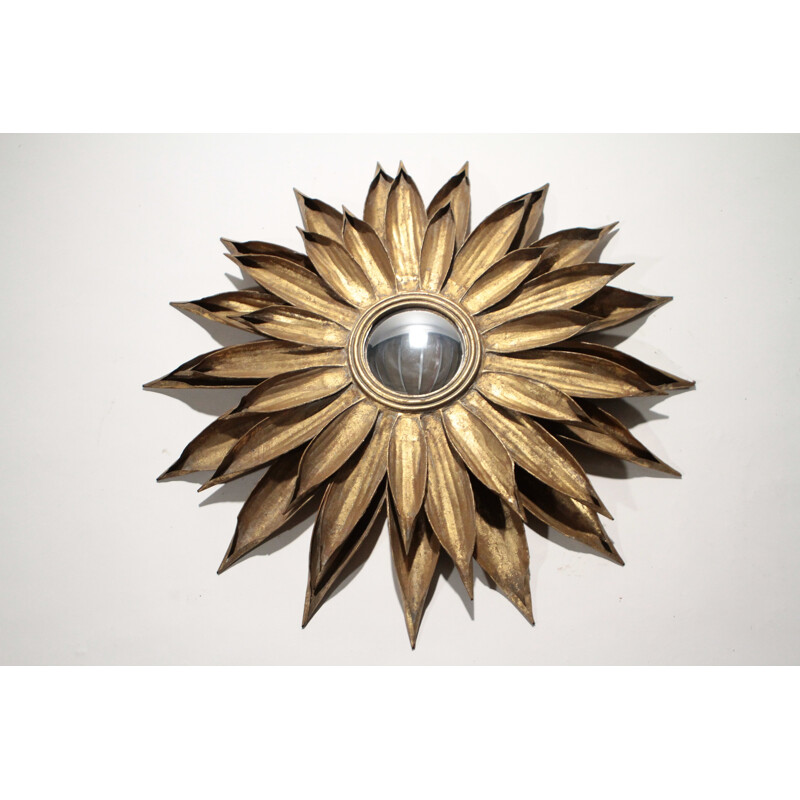 Gilded metal sun mirror - 1960s