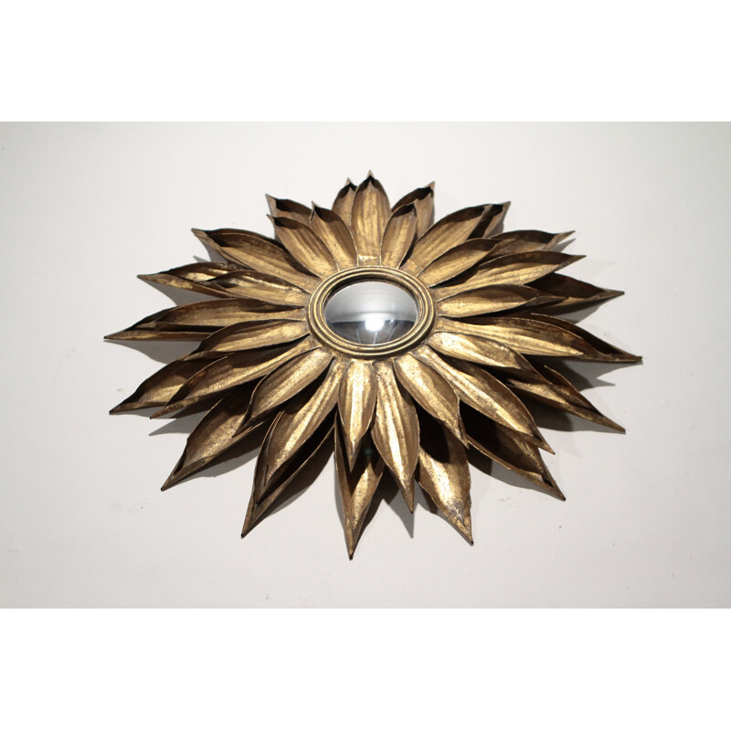 Gilded metal sun mirror - 1960s