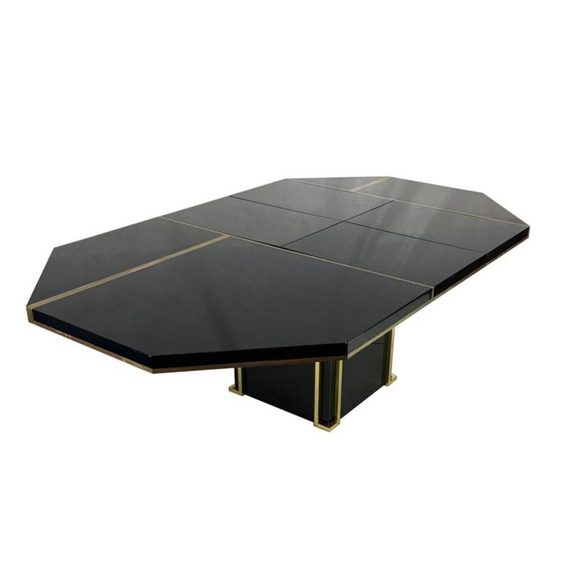 Dining table in lacquered brass, Jean-Claude Mahey - 1970s