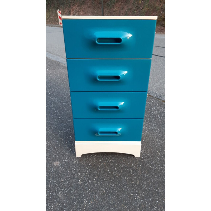 Vintage blue chest of drawers by Marc Held for Prisunic, 1970s